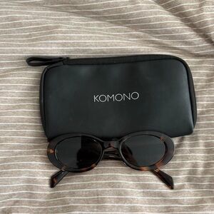 Komono Brown Tortoise Sunglasses with Black Case